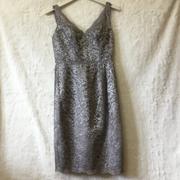 David's Bridal Short Tank Metallic Lace Dress - Picture 9 of 16
